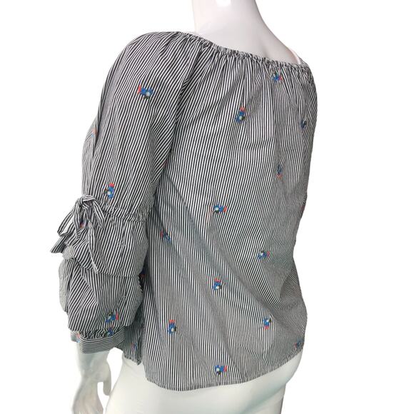 Sanctuary Womens Size M Striped Top Boho Tiered Bell Sleeves 100% Cotton - Picture 6 of 15